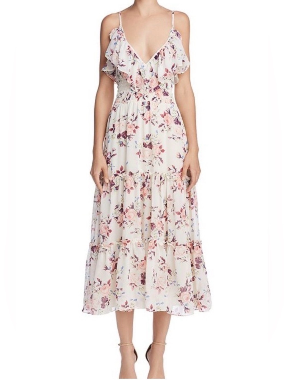 Misa Los Angeles Aviana Floral Ruffle Midi Dress